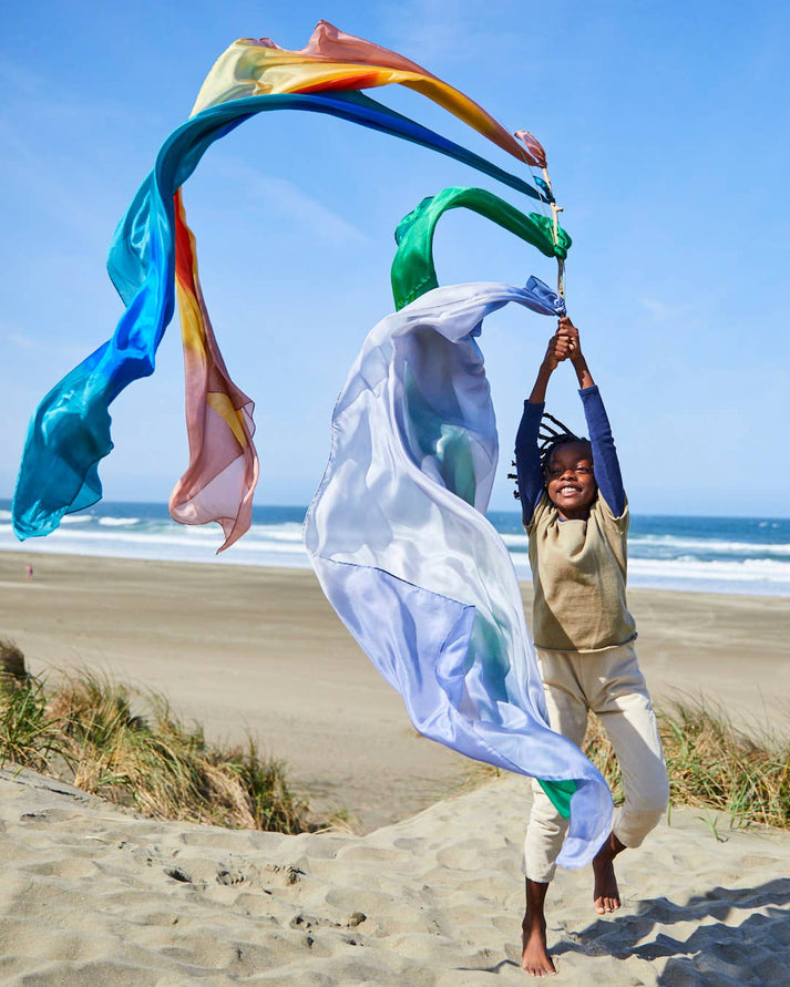 Giant RAINBOW Playsilk for Fort Building (70" x 35") - by Sarah's Silk
