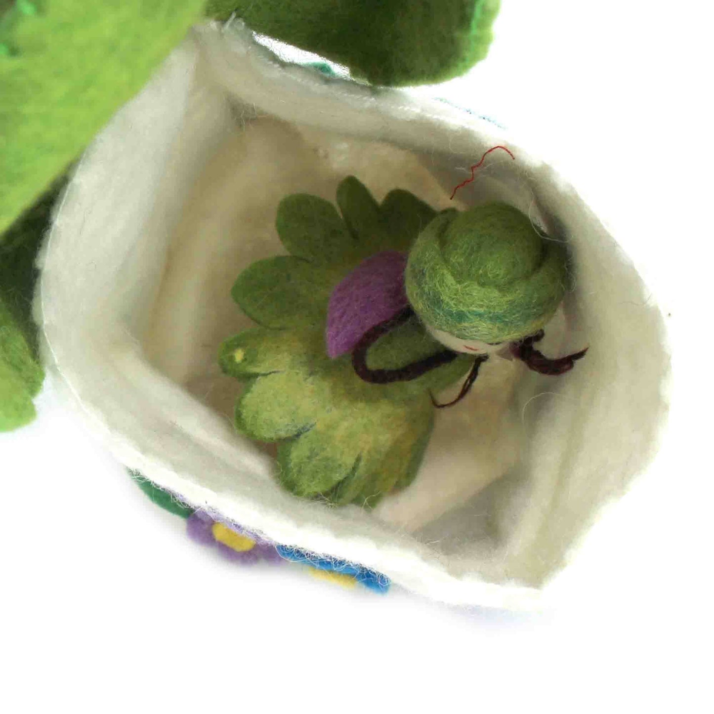 Global Crafts - Handcrafted Blue Flower Felt Fairy House