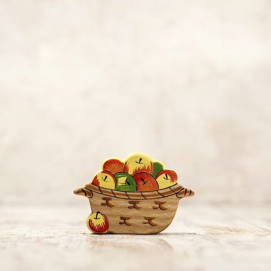 Handcrafted Wooden Apple Basket Toy