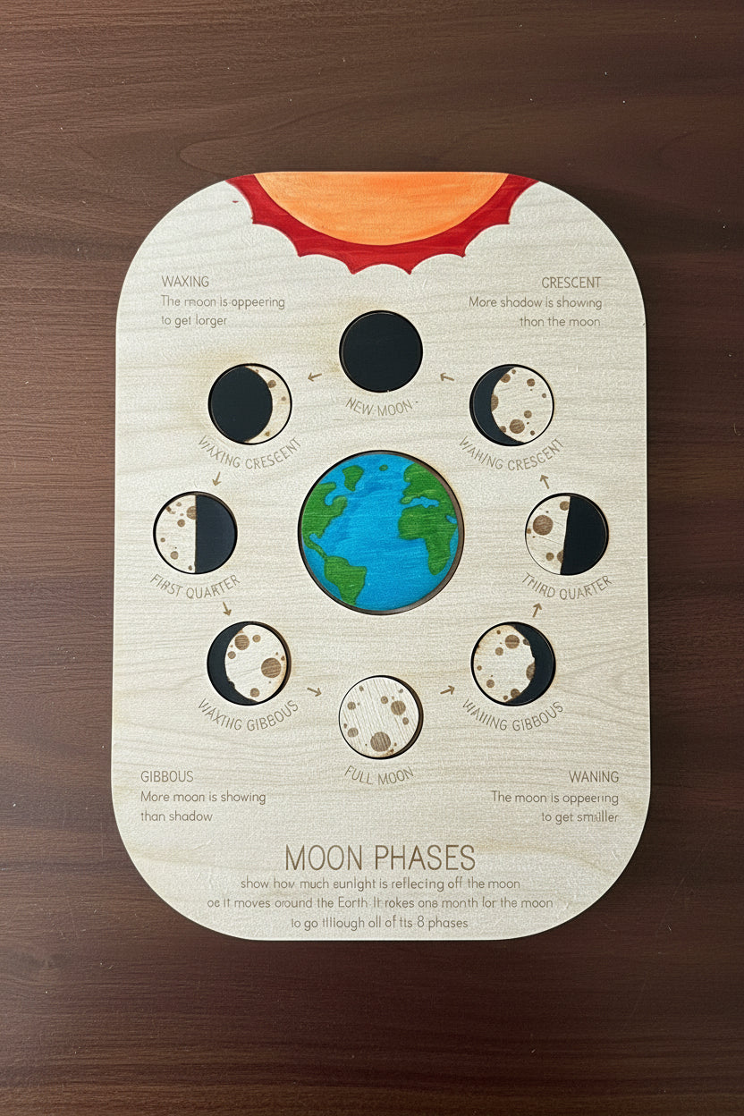 Moon Phases Wooden Puzzle | Hand Painted