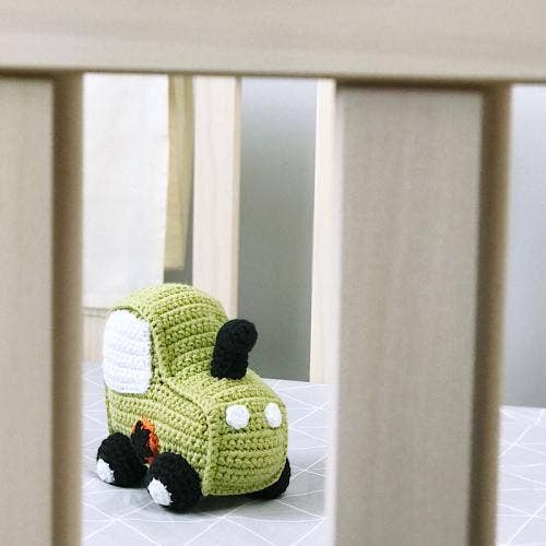 Plush Toy Tractor Rattle - Green
