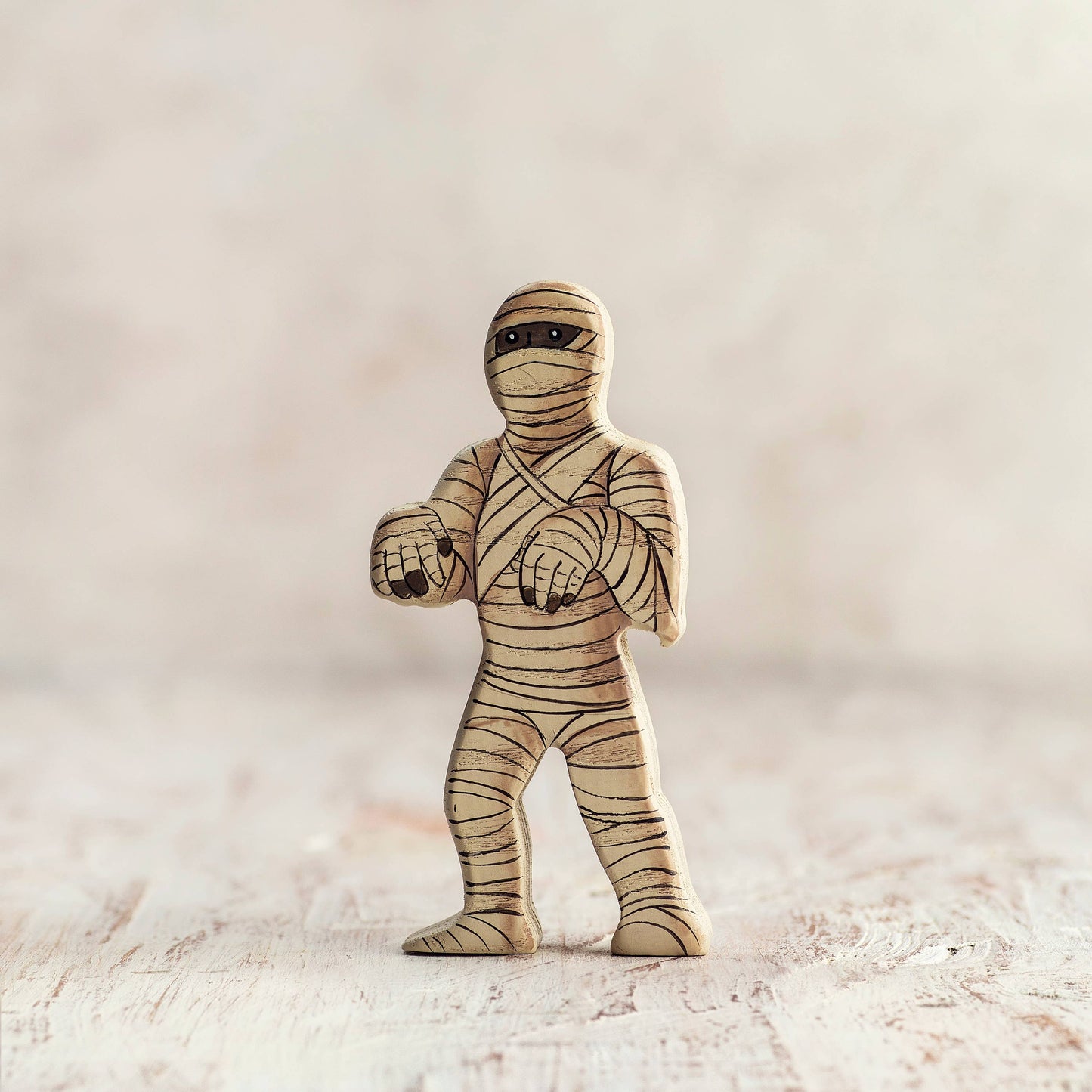 Wooden Mummy Figurine | Halloween Decor