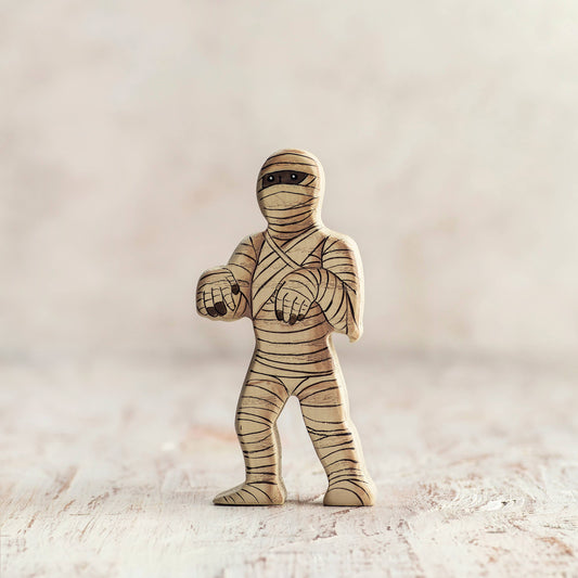 Wooden Mummy Figurine | Halloween Decor