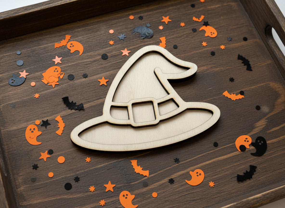 Halloween Theme Wooden Mini Sensory Bin Filler Tray - Crafted in Canada