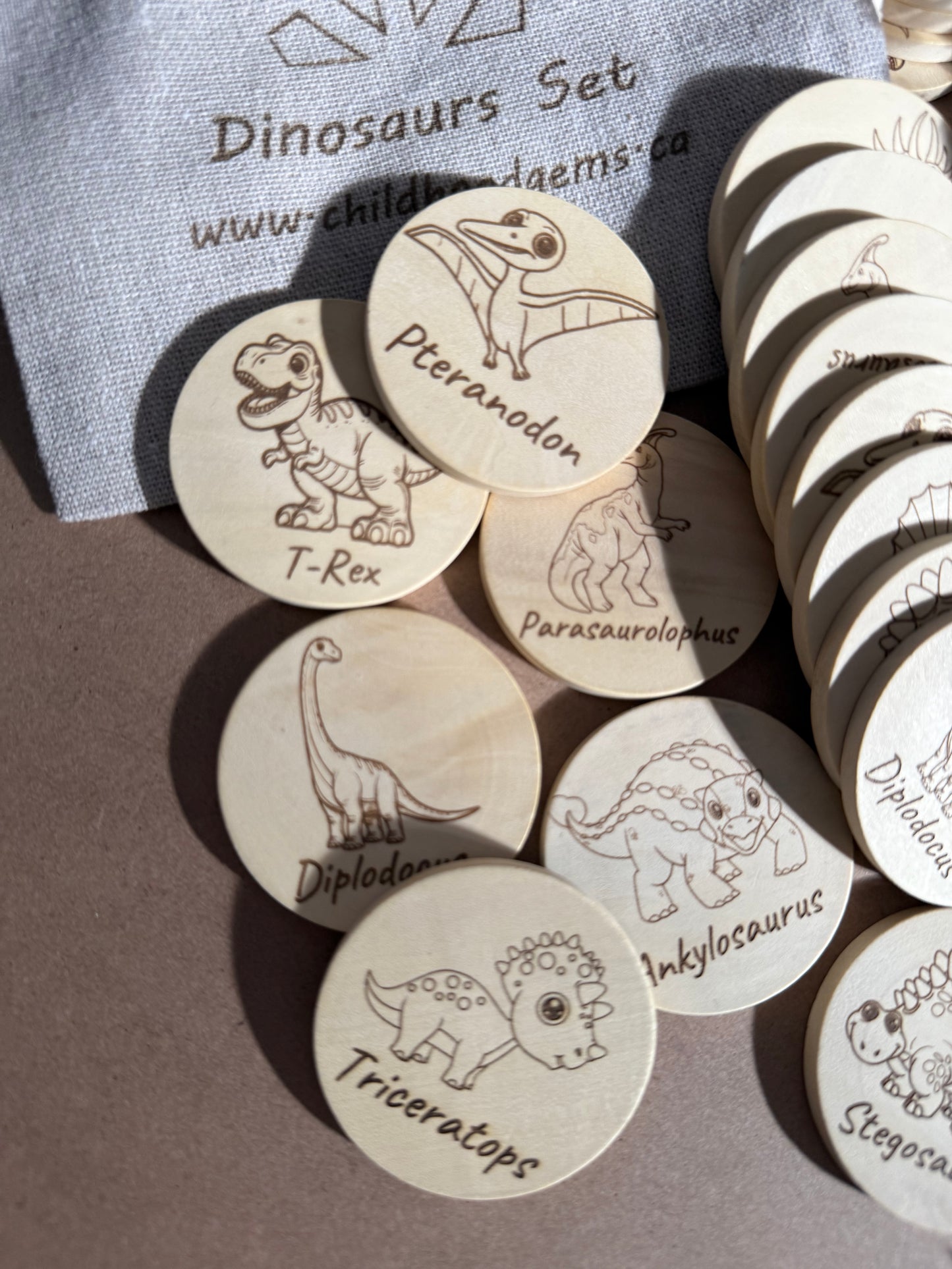 Wooden Dinosaur Memory Game – 24-Piece Matching Set