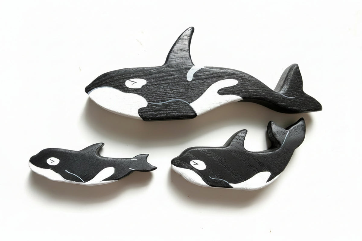 Wooden Orca Family Killer Whale Toy