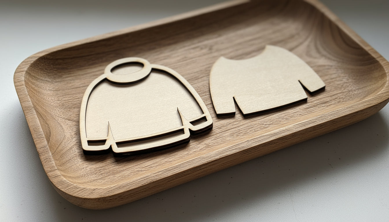 Clothing Theme Wooden Mini Sensory Bin Filler Tray - Crafted in Canada