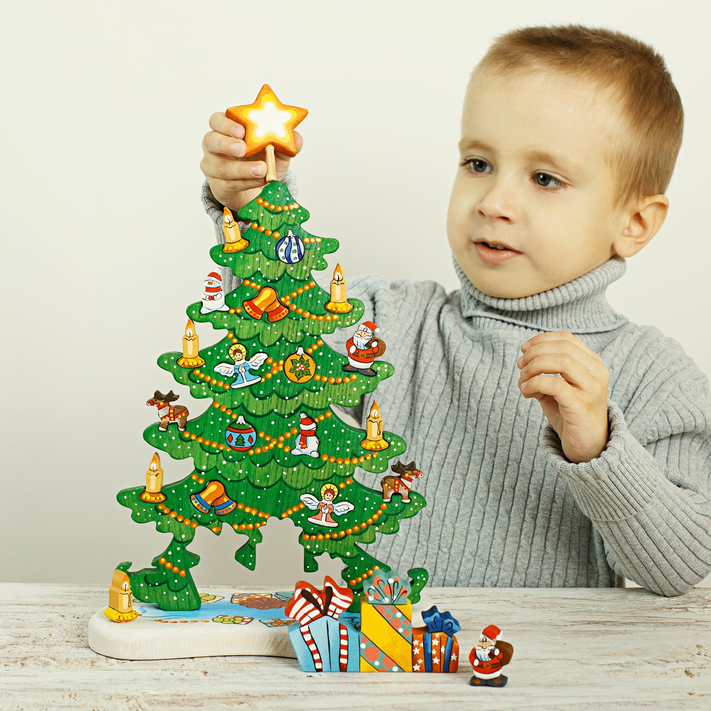 Wooden Caterpillar Big Christmas Tree Puzzle Adventure Calendar