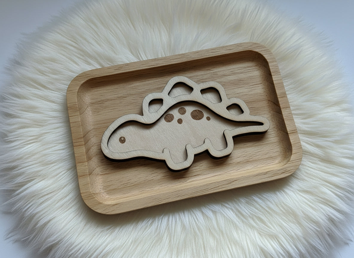 Dino Theme Wooden Mini Sensory Bin Filler Tray - Crafted in Canada
