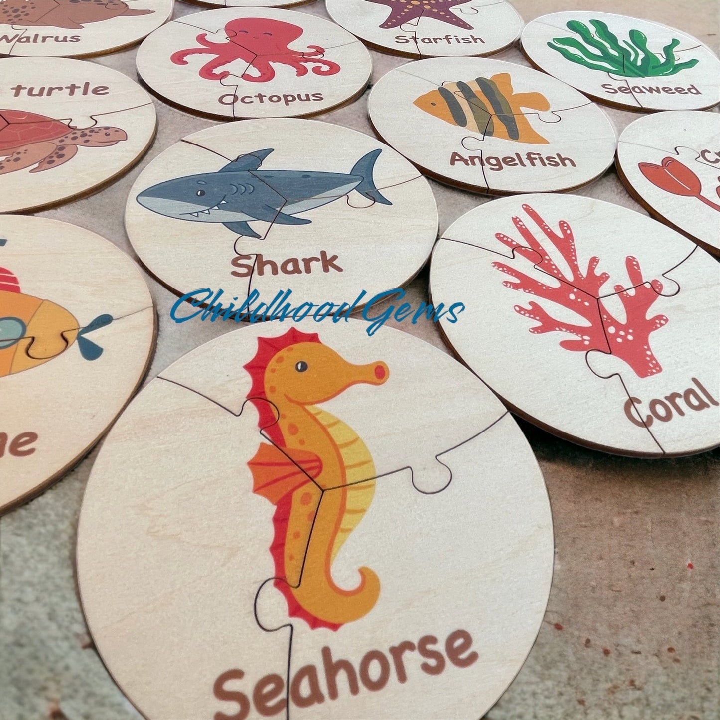 Wooden Sea Animal Puzzle, Educational Toys For Toddlers (36pcs)