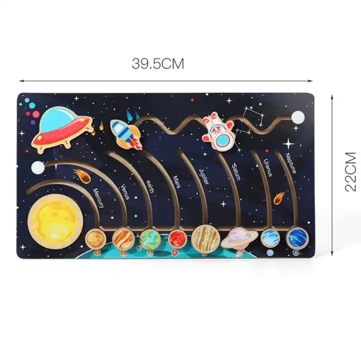 Wooden Solar puzzle activity board for toddler