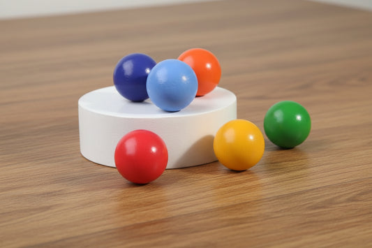 Brand New 6 Pcs Wooden Balls in Rainbow Colors Diameter 1.8”