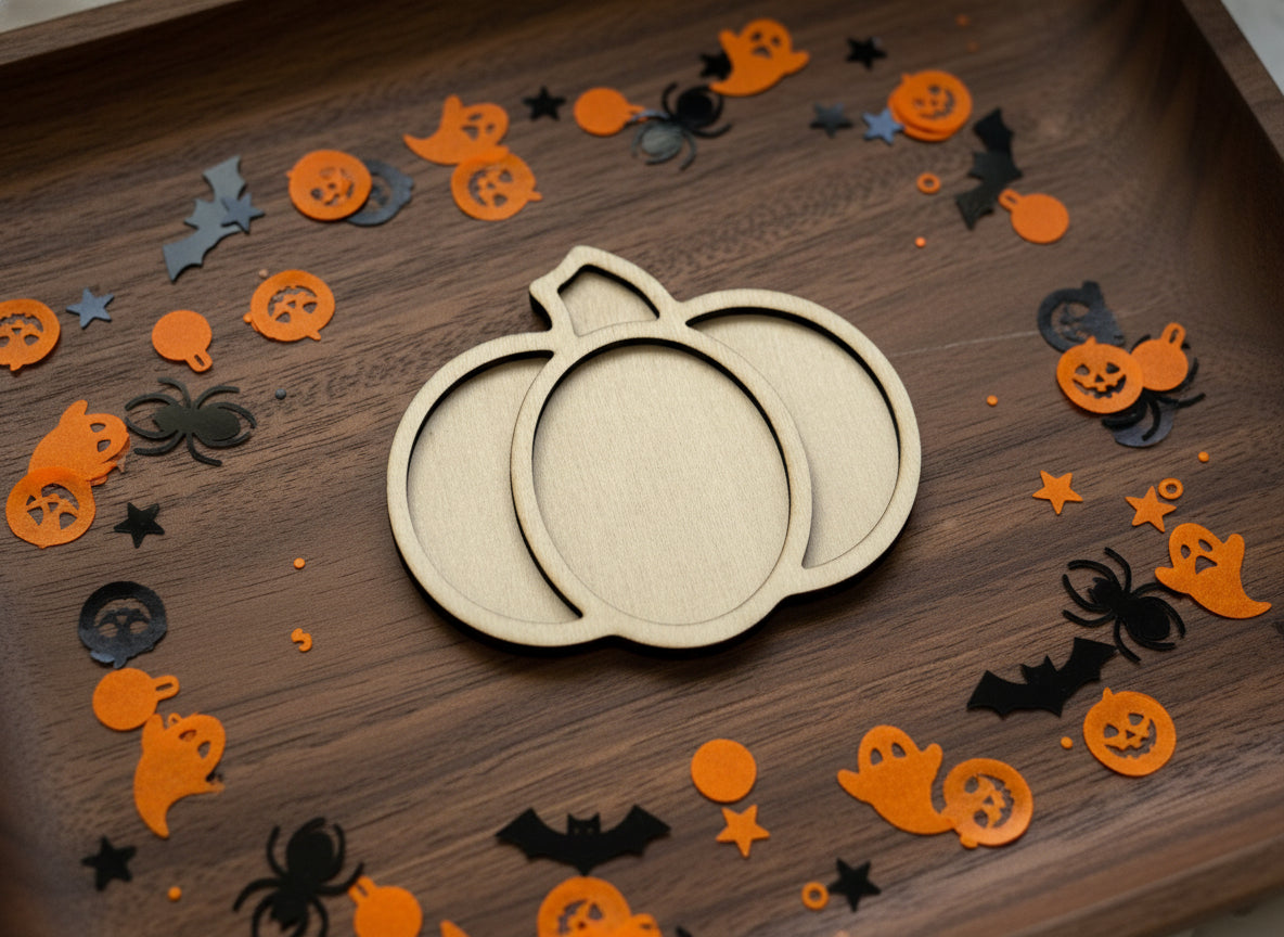 Halloween Theme Wooden Mini Sensory Bin Filler Tray - Crafted in Canada