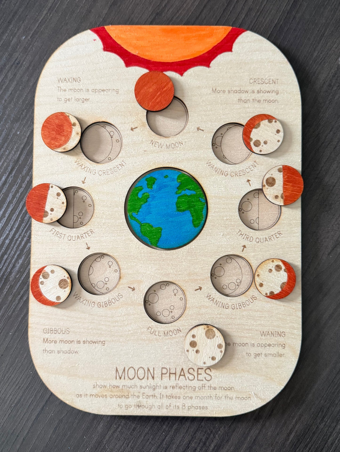 Moon Phases Wooden Puzzle | Hand Painted