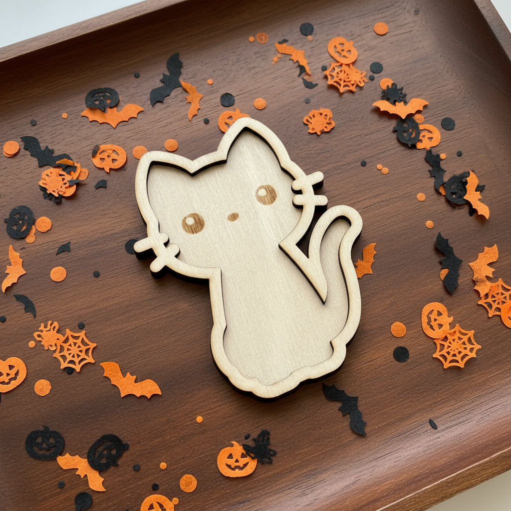 Halloween Theme Wooden Mini Sensory Bin Filler Tray - Crafted in Canada