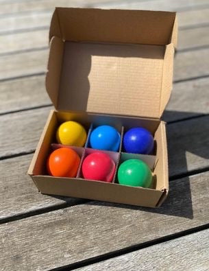 Brand New 6 Pcs Wooden Balls in Rainbow Colors Diameter 1.8”
