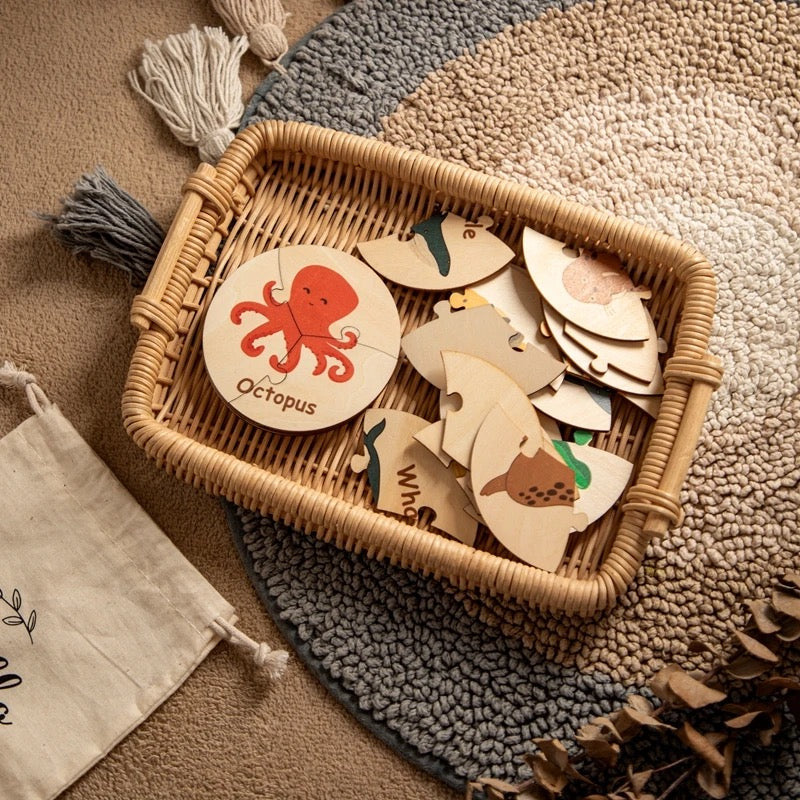 Wooden Sea Animal Puzzle, Educational Toys For Toddlers (36pcs)