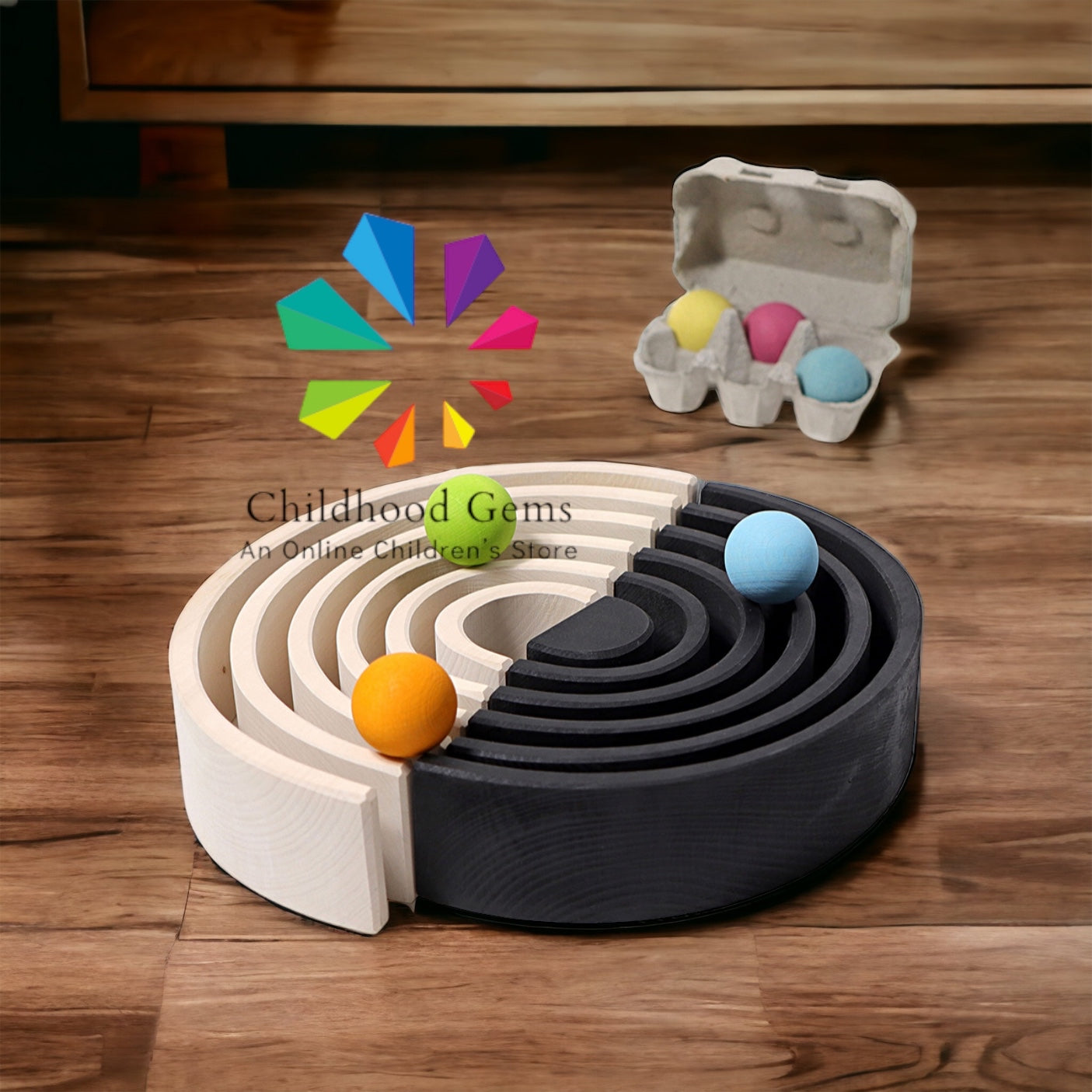 Large White Wooden Stacker Black and White (12 Pcs)