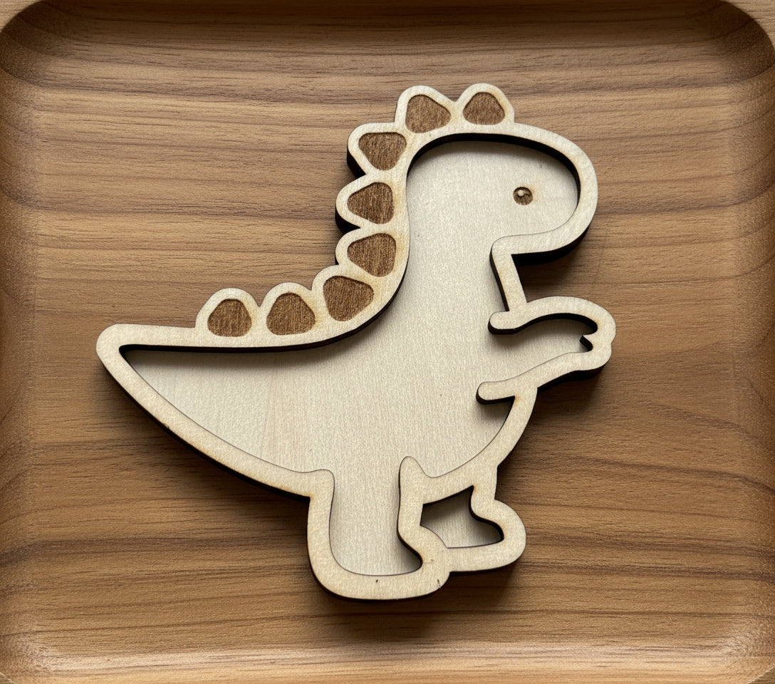 Dino Theme Wooden Mini Sensory Bin Filler Tray - Crafted in Canada