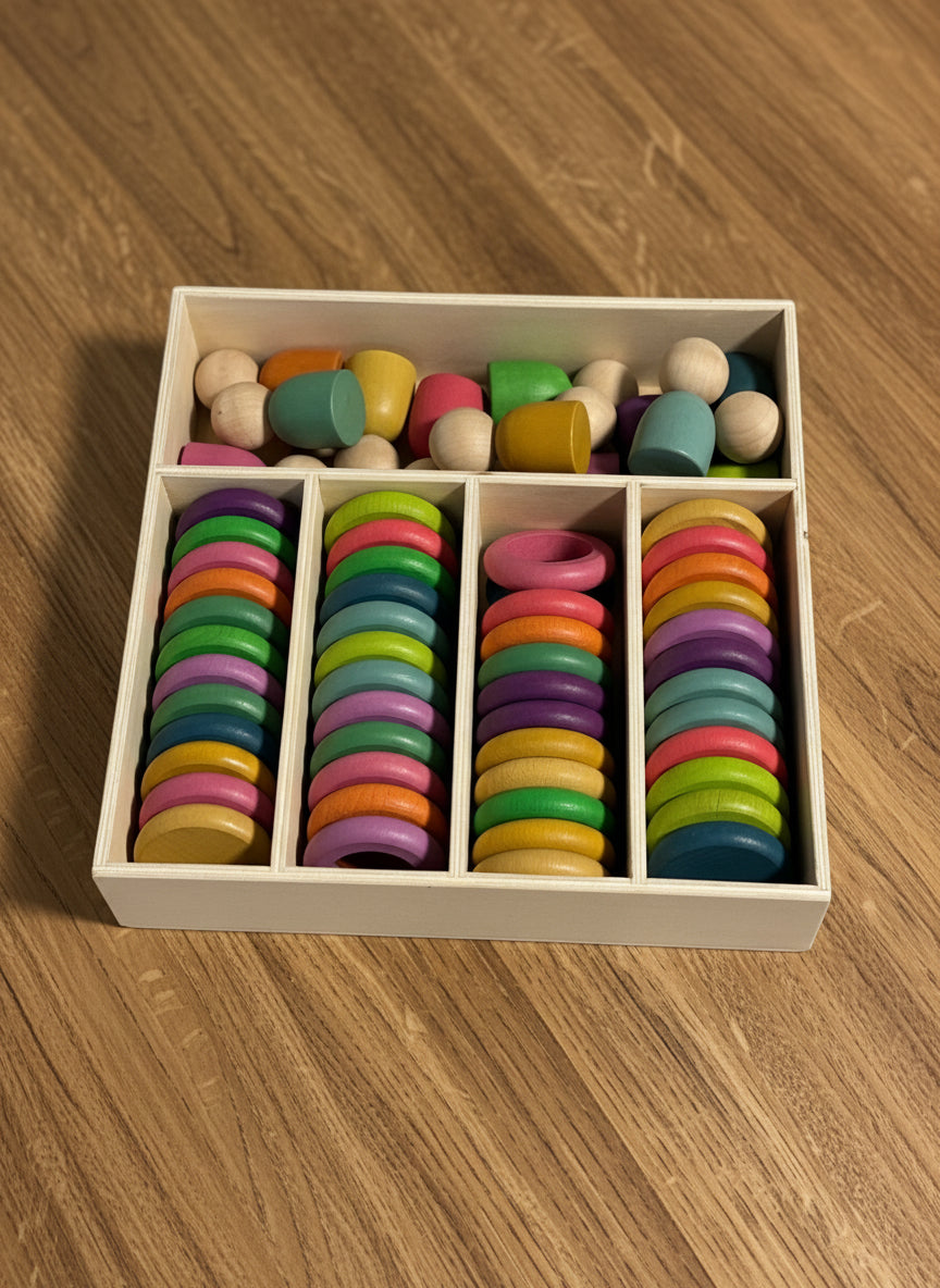 Wooden Nins | Pegs, Rings and Coins for Waldorf Play Setup