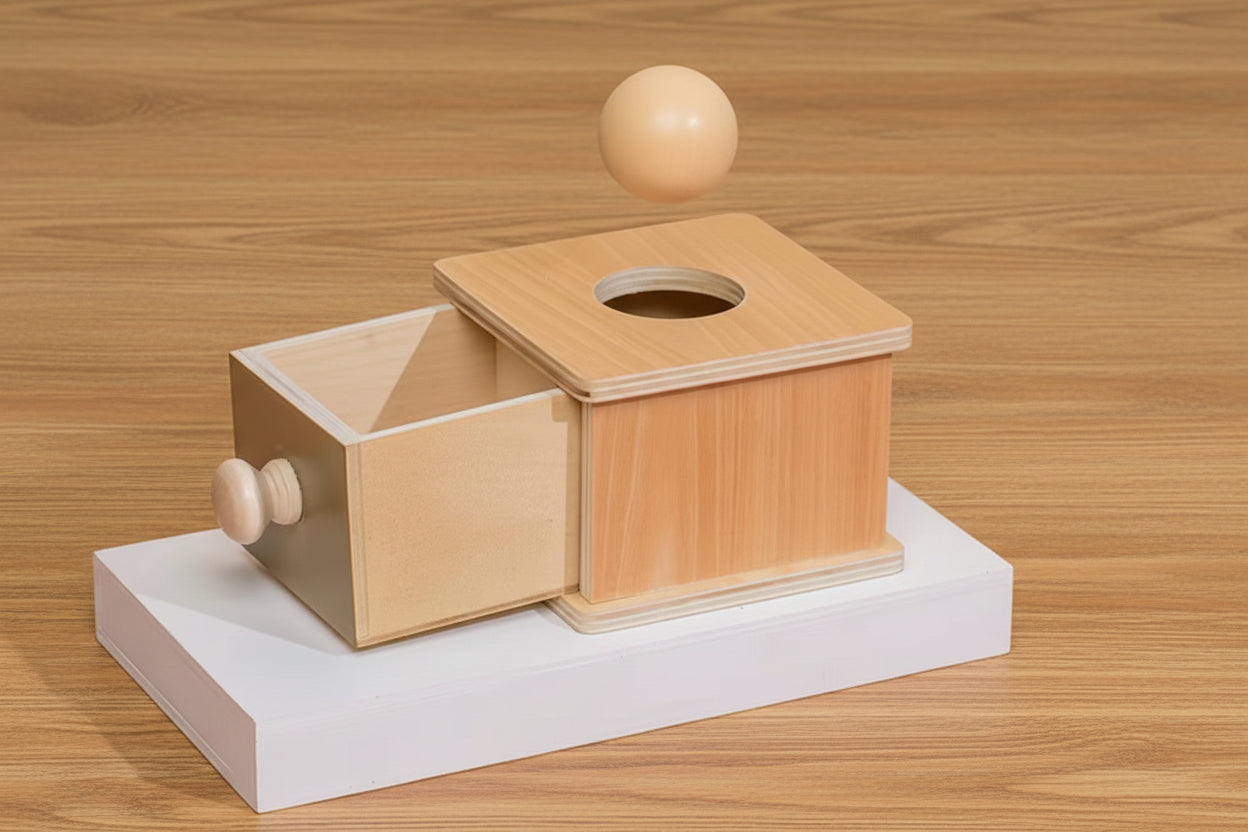 Montessori Wooden Coin / Ball Box Drawer for 8 to 24 months baby/Toddler