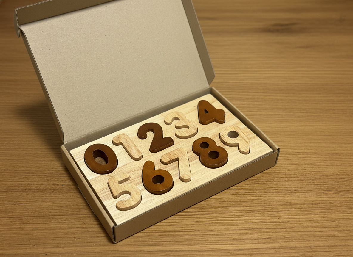 Interactive Wooden Number Puzzle Set for Toddler