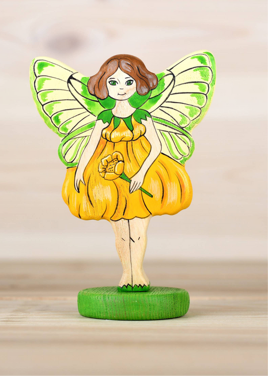 Wooden Yellow Fairy Flower fairy toy for kids