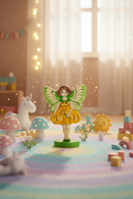 Wooden Yellow Fairy Flower fairy toy for kids