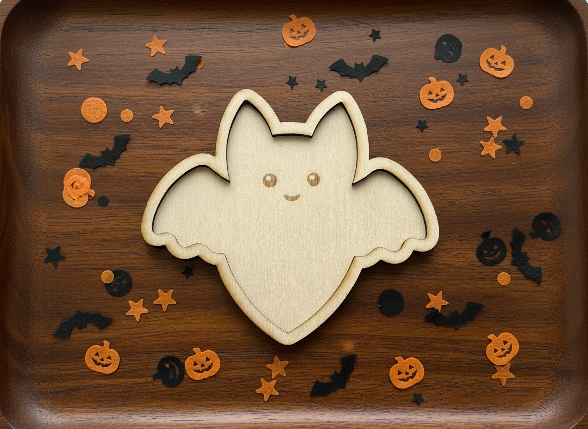 Halloween Theme Wooden Mini Sensory Bin Filler Tray - Crafted in Canada
