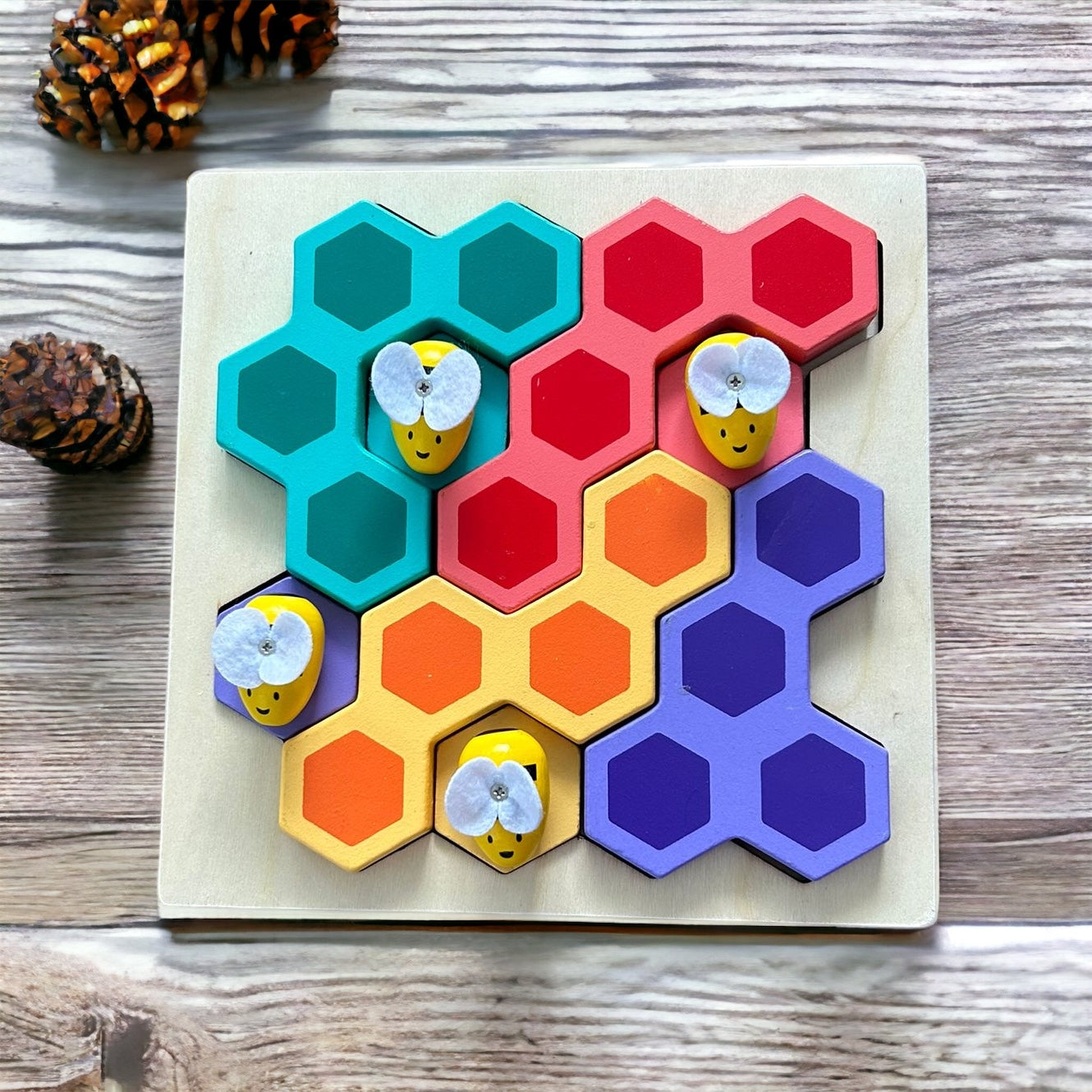 Wooden Beehive Building Block & Puzzle, Problem Solving |Two in One Game.