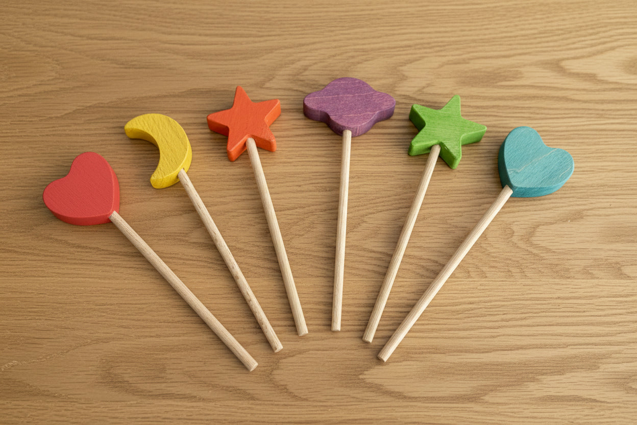 Set of 6 Wooden Magic Wand