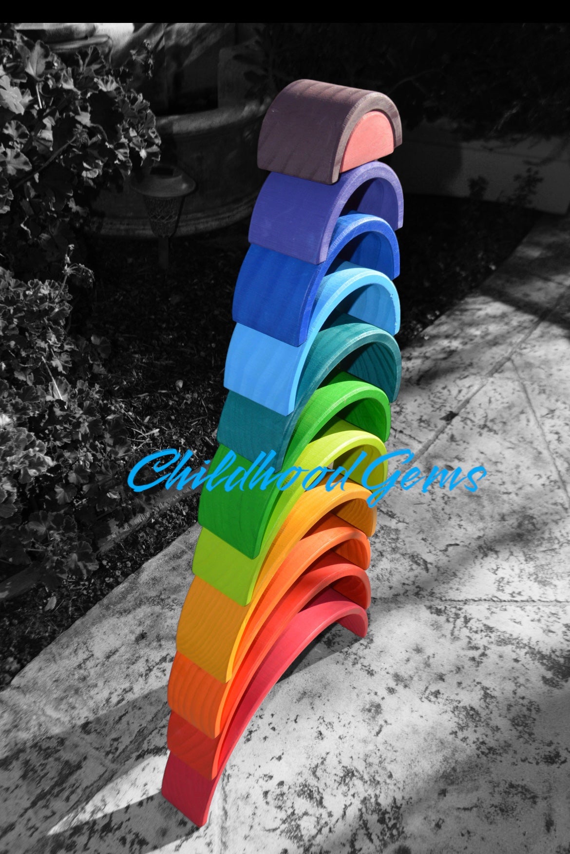 Large Rainbow Wooden Stacker