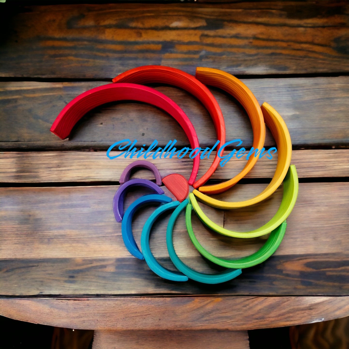 Large Rainbow Wooden Stacker