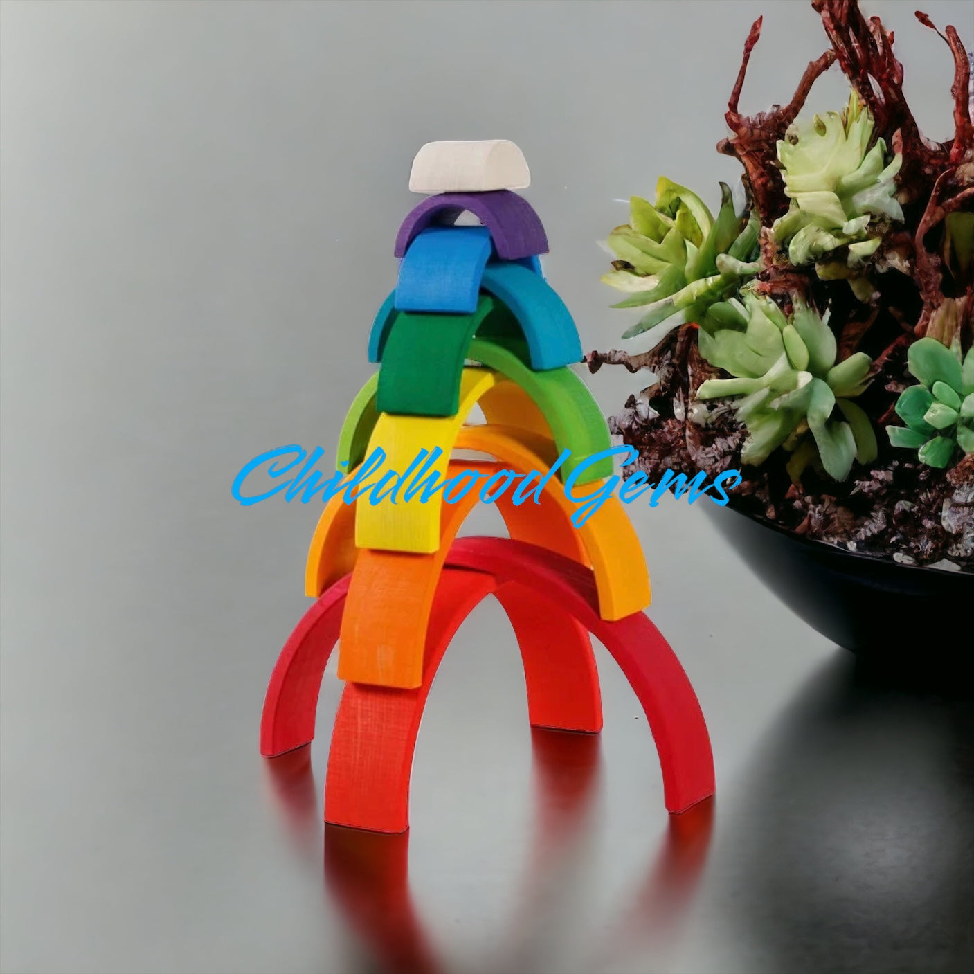 Large Rainbow Wooden Stacker