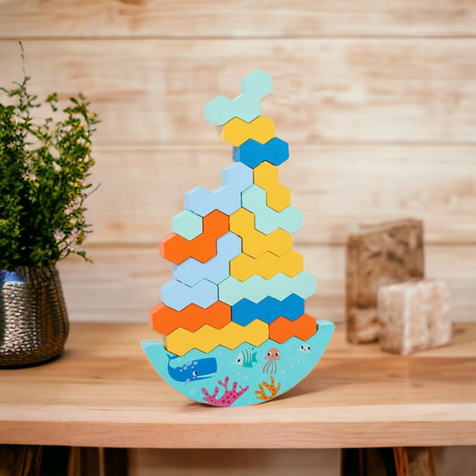 Interactive Wooden Stacking Blocks for Skill Development and Safe Play for Toddler