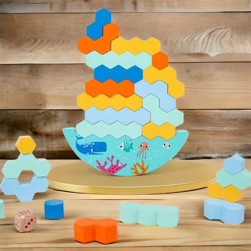 Interactive Wooden Stacking Blocks for Skill Development and Safe Play for Toddler