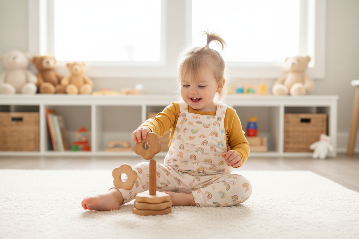 Wooden Caterpillar Stacking Toy Flower