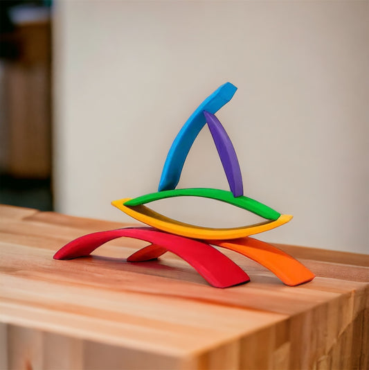 Wooden Rainbow Bridges for Cars, Tunnels, Trains, Railway, Road Track (6Pcs)