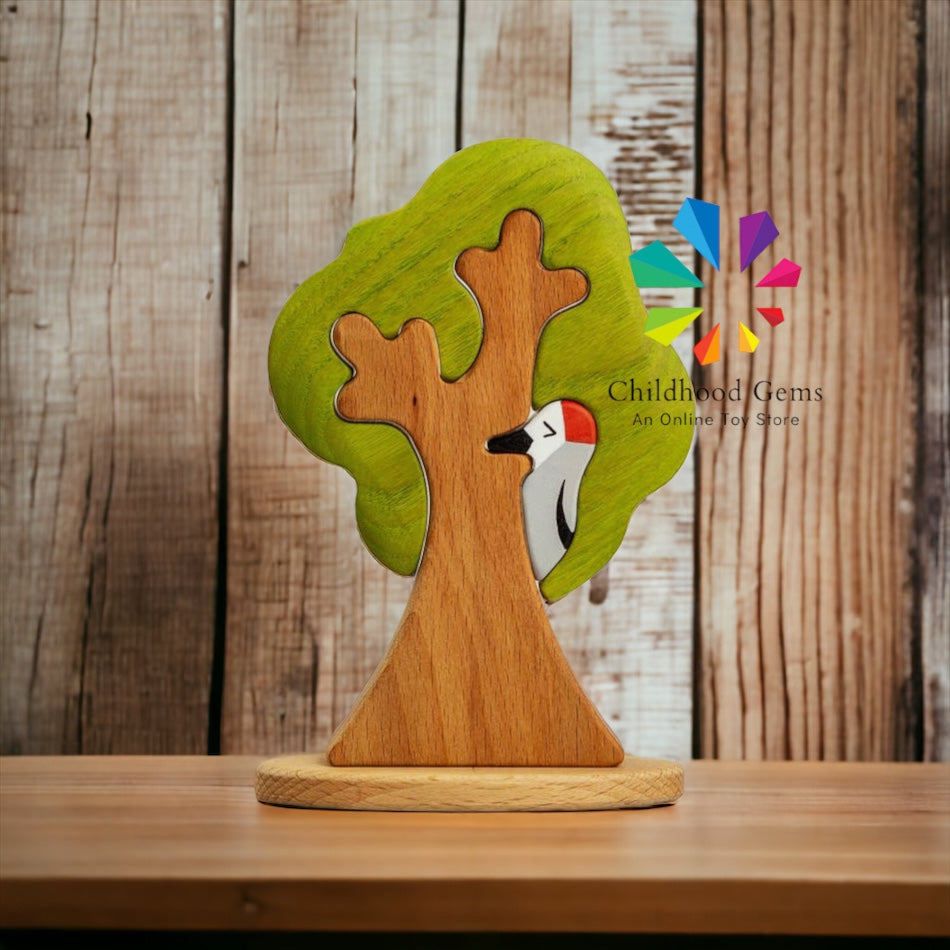 Wooden Tree with a Woodpecker Puzzle