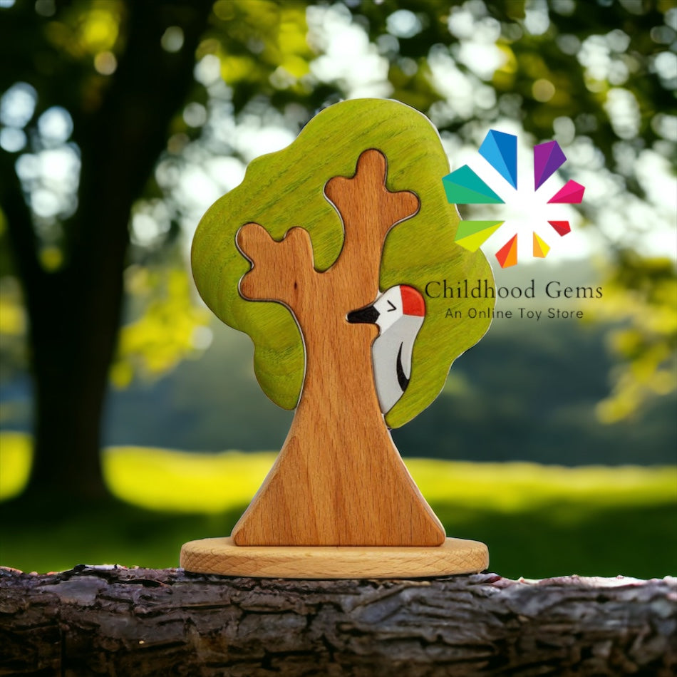 Wooden Tree with a Woodpecker Puzzle