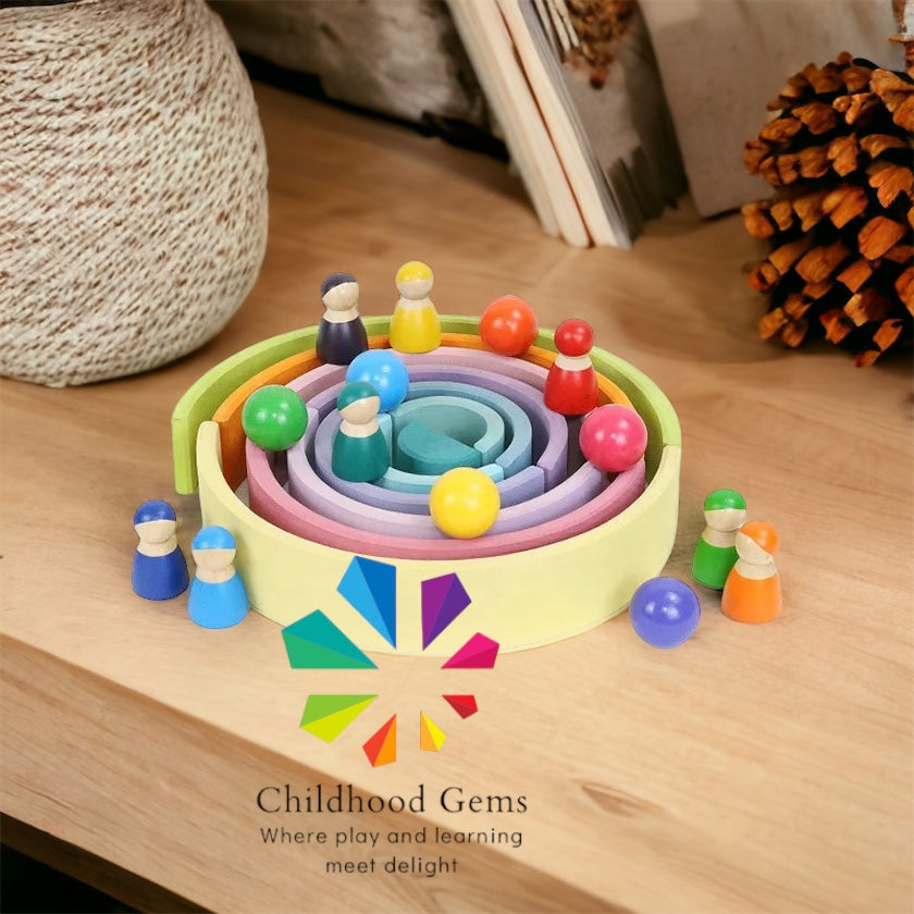 Large Rainbow - Pastel Wooden Stacker