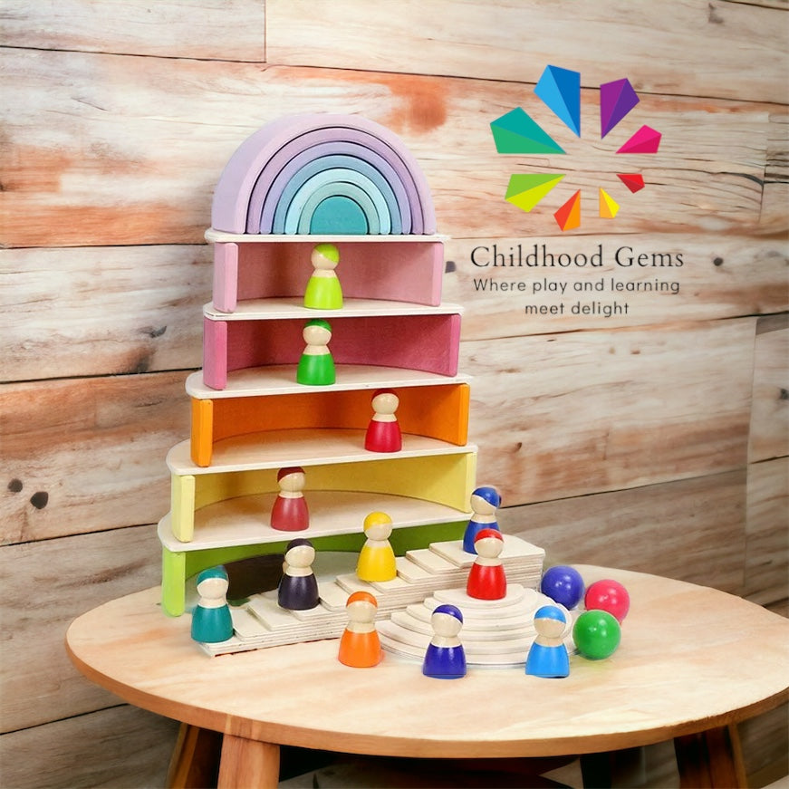 Large Rainbow - Pastel Wooden Stacker