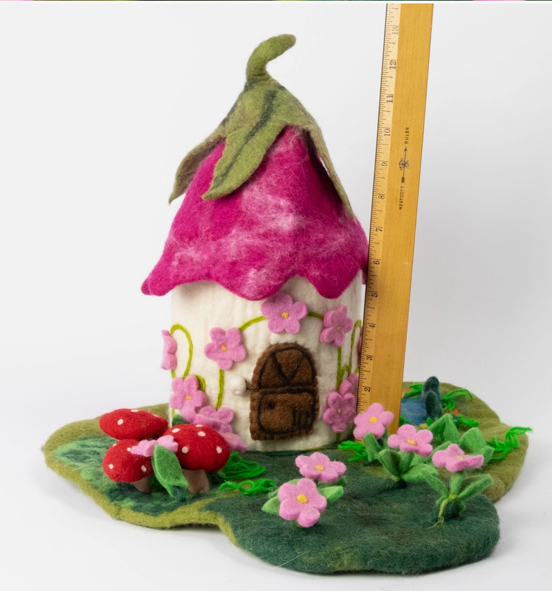 Fairy Playhouse | Play-mat or Pink Cottage for Finger Puppet