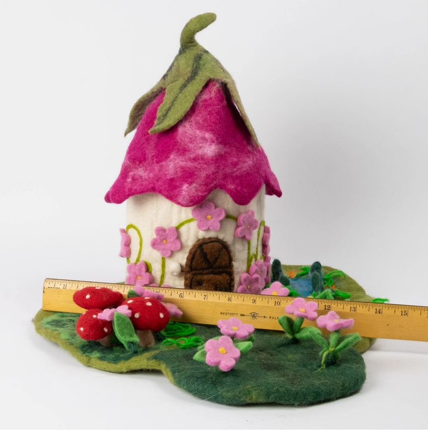Fairy Playhouse | Play-mat or Pink Cottage for Finger Puppet