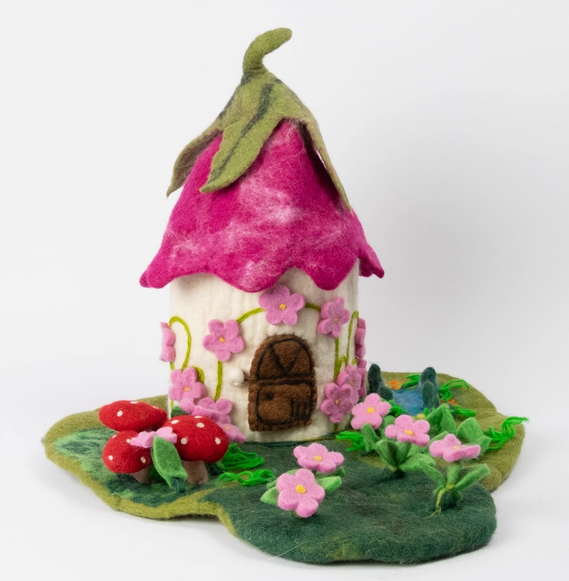 Fairy Playhouse | Play-mat or Pink Cottage for Finger Puppet