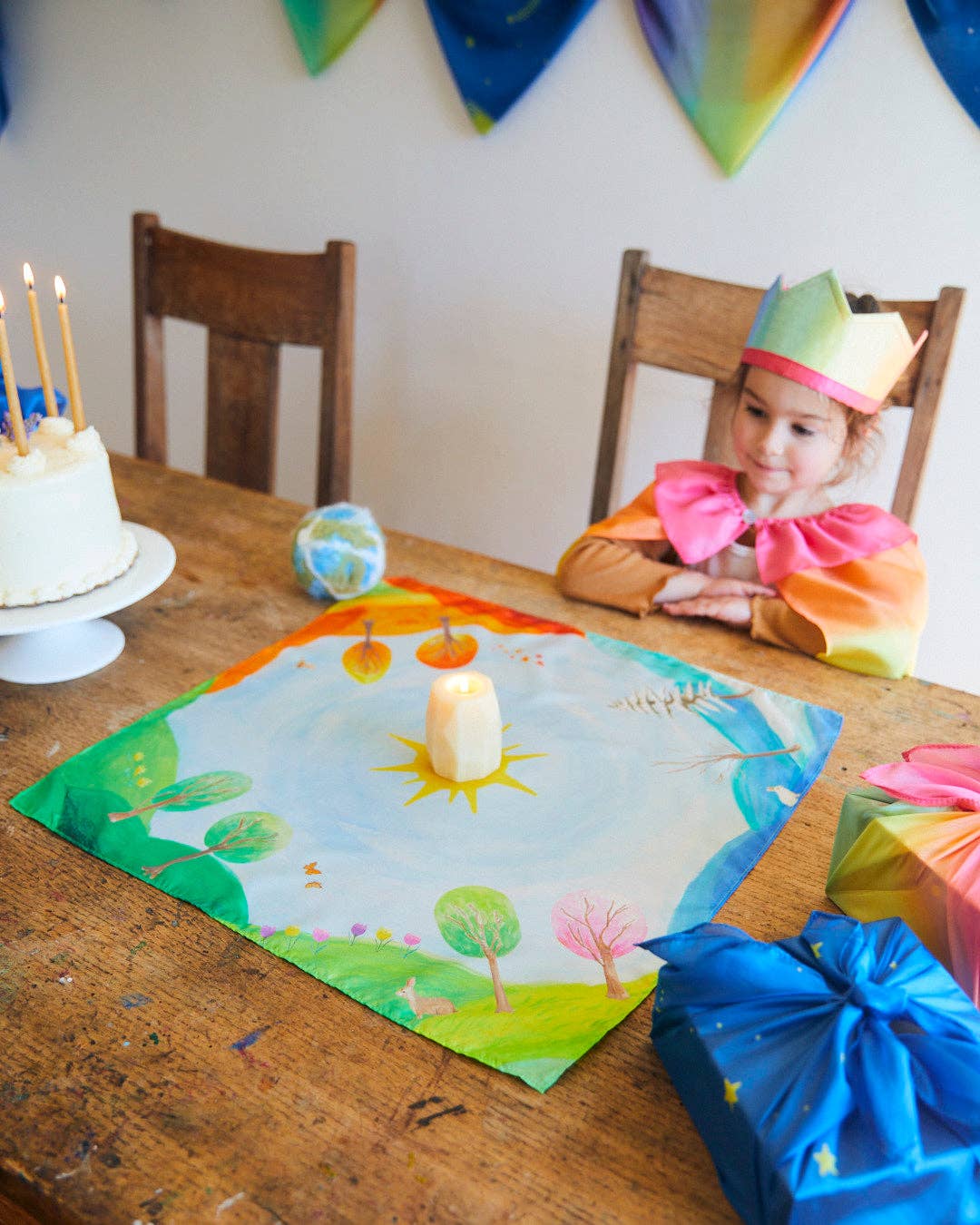 Around the Year Playsilk | Circle of the Sun - Montessori Birthday Toy (21” X 21”)