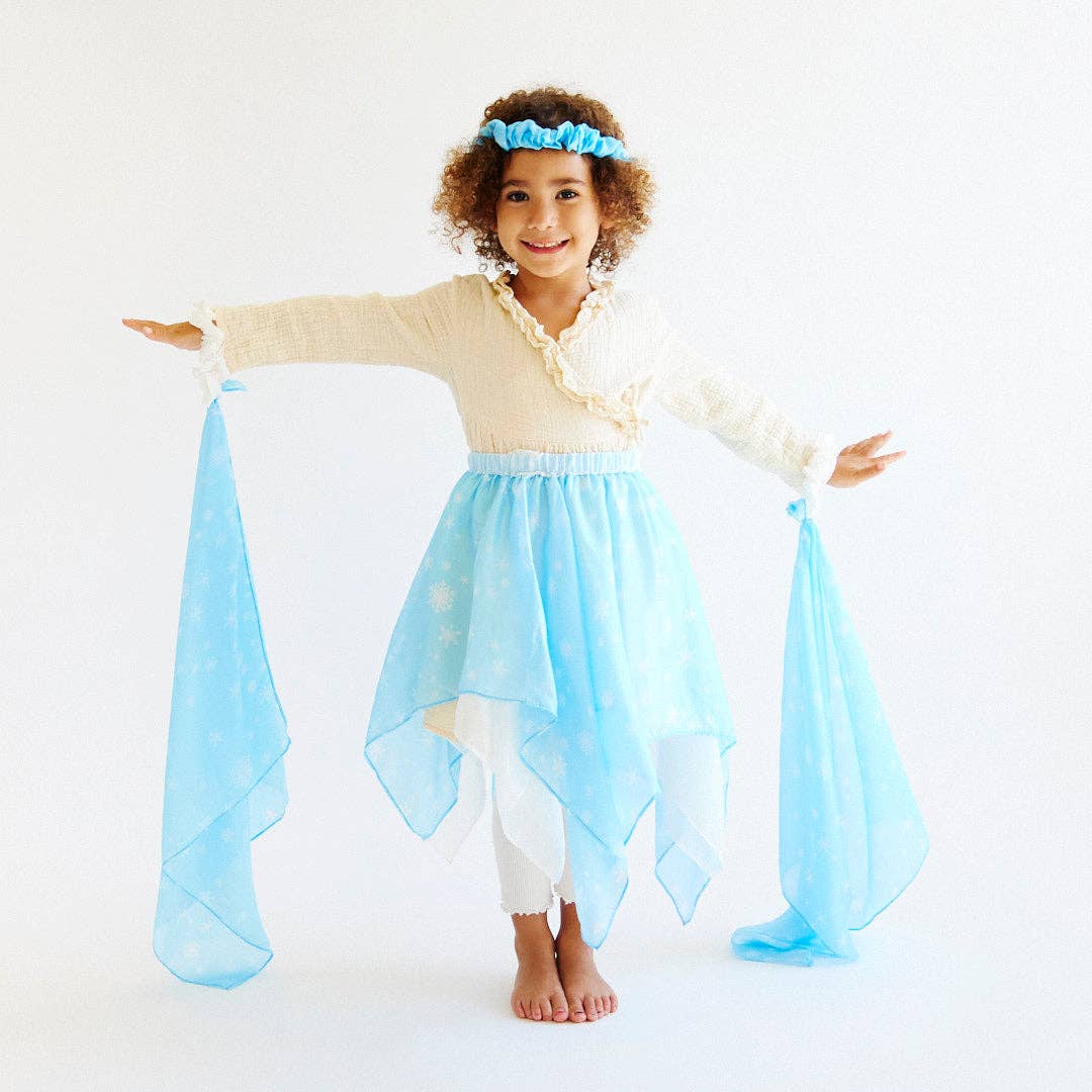 Sarah’s Silks - Snow Fairy Princess Set with Skirt, Garland, & Wrist Streamers