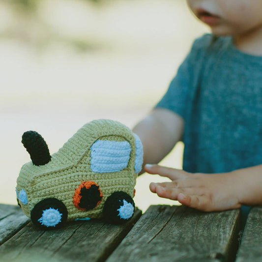 Plush Toy Tractor Rattle - Green