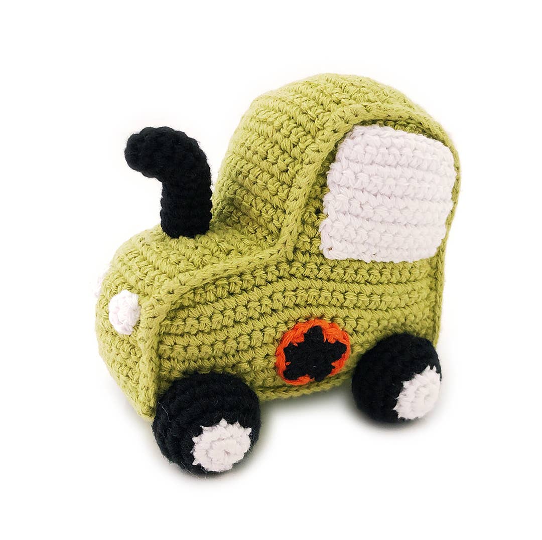 Plush Toy Tractor Rattle - Green