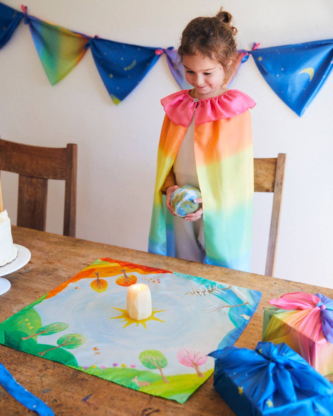 Around the Year Playsilk | Circle of the Sun - Montessori Birthday Toy (21” X 21”)